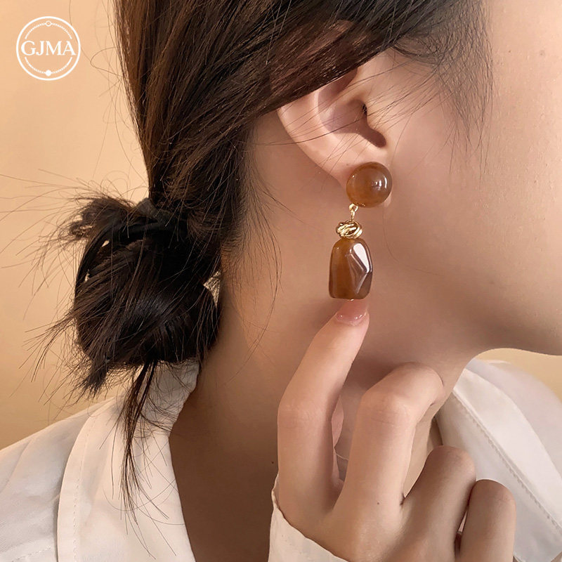 Kim Bạc Hình Học Bông Tai Nhựa Không Đều Tính Khí Phụ Kiện Thời Trang Nữ