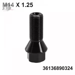 36136890324, Dành Cho Xe BMWWheel-Nut Stud Bolt, M14 X 1.25 Đen-F25 X3 E70 X5 / Mới