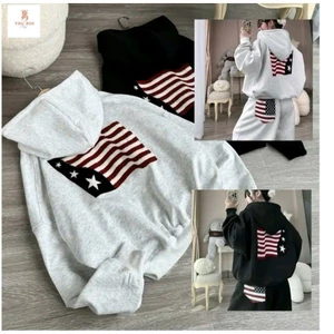 Áo khoác nỉ Hoodie díp Nỉ Unisex Form Rộng- Áo khoác Nhiều Màu Nam Nữ Tay Phồng- Lá Cờ Mỹ-bio98