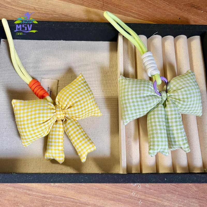 Mặt dây chuyền túi móc khóa nơ màu kẹo - Móc khóa Cotton mềm cho phụ kiện ba lô