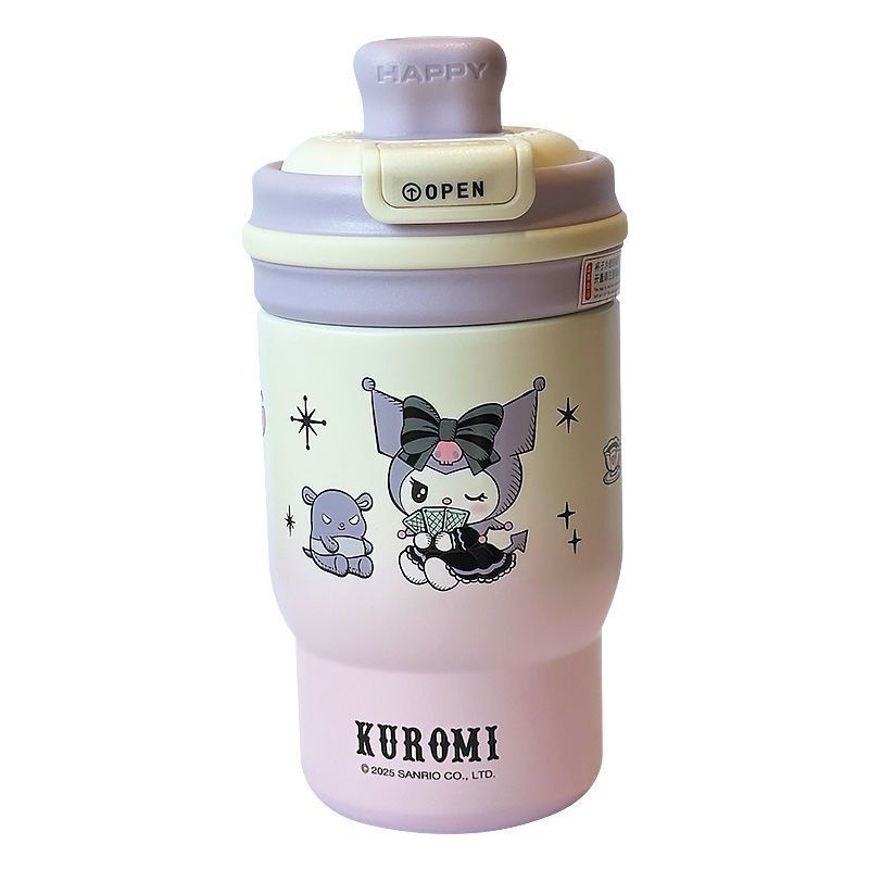 410ml Kawaii Sanrios Thermos Cup Hello Kitty Kuromi Cinnamoroll Chai uống nước ống hút dung tích lớn