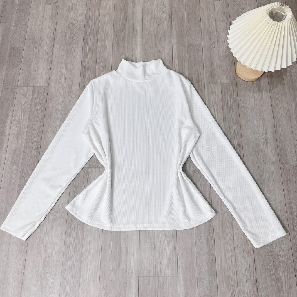Áo Thu Đông Bigsize Nữ Cô Nhỏ Big Size – Áo Thun Tăm Cổ Lọ Tay Dài Dành Cho Nàng 58–95kg G216