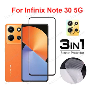 Infinix Note 30 5G Kính Cường Lực 3 Trong 1 Bảo Vệ Màn Hình Cho Infinix Note 12 G96 30 VIP Pro Hot 10 11 20 30 Play Back Phim Bảo Vệ Màn Hình Carbon Có Ống Kính Máy Ảnh Bảo Vệ Kính