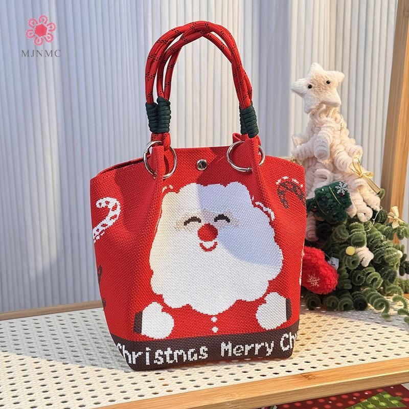MJnmc Hoạt Hình Tuần Lộc Ông Già Noel Dệt Kim Xô Túi Dành Cho Nữ Thời Trang Dung Tích Lớn Di Động Túi Xách Giáng Sinh Dệt Kim Quà Tặng Túi Mới