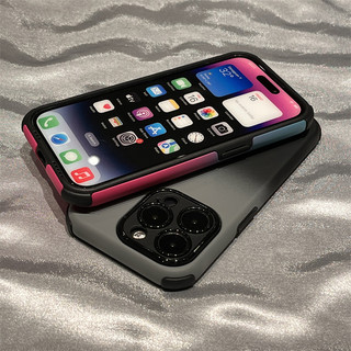 Ốp điện thoại 4 góc màu xám đen Gradient chống sốc 2 trong 1 cho iPhone 17Promax 17Pro 16Promax 12 13 14 15 Pro Max 11 15Plus Vỏ di động nam nữ chống bụi bẩn