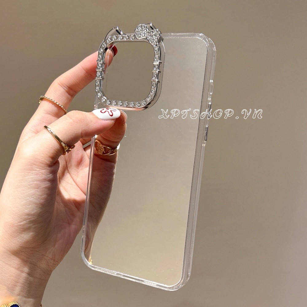 Ốp Điện Thoại Tai Cat Gương Cho iPhone 17ProMax 16Plus 15 14 13 12 Vỏ Bảo Vệ Chống Sốc
