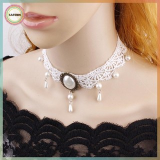 Safenh Choker Pha lê đen Vintage Victoria,Style Steampunk cho Nữ