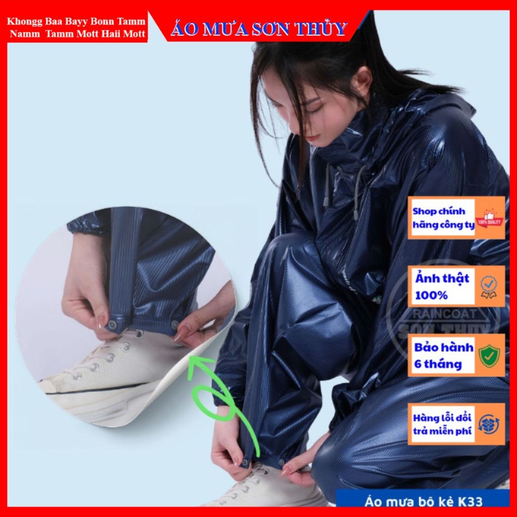 Bộ áo mưa nhựa PVC kiểu mới K33 Sơn Thủy, Siêu dai, Siêu chống thấm, nhựa nguyên sinh không mùi aomuasonthuyhn