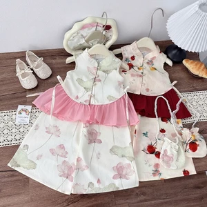 Sét yếm trung thu cho bé gái BERNIER HÀN QUỐC 10-30kg, sét đồ bé gái yếm+quần chất tơ lụa, bộ bà ba