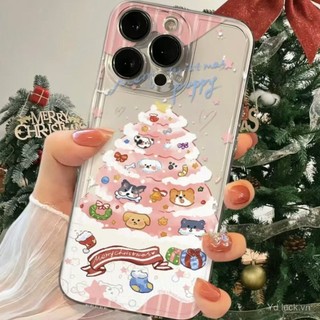Cây Giáng Sinh Puppy Đơn Giản Dễ Thương Niche Mới Trong Suốt Bảo Vệ Thích Hợp Cho iPhone 17promax 16pro 16 15pro 12 13promax 14pro 11 xr 17pro 15 Ốp Điện Thoại Chống Sốc Chống Trầy Xước