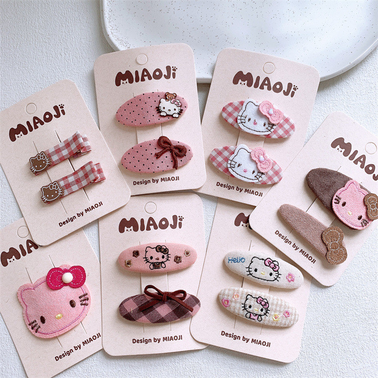 Cô Gái Dễ Thương Nổ Kẹp Tóc Mèo Kitty Màu Hồng Kẹp Tóc
