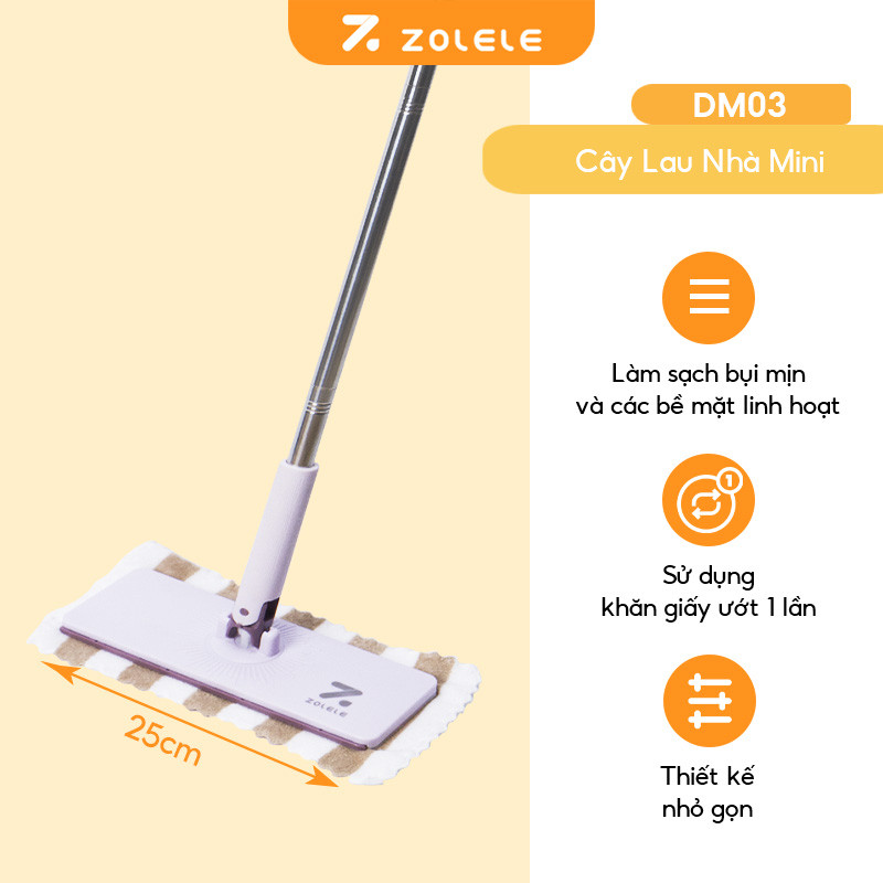 Cây lau kẹp khăn đa năng, cây lau nhà lười dài bàn lau 25cm dùng 1 lần lau bụi mịn DM03 Zolele | BigBuy360 - bigbuy360.vn