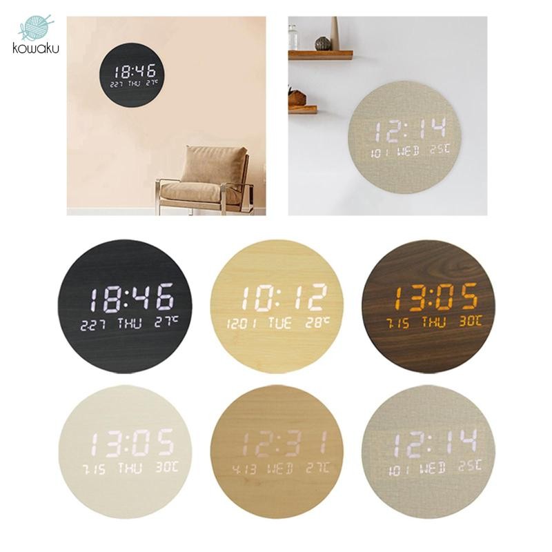 Đồng hồ treo tường kỹ thuật số kohaku Đồng hồ treo tường điện tử 12 / 24 giờ LED Màn hình lớn USB Nhiệt độ Ngày Đồng hồ để bàn cho phòng khách
