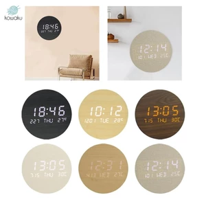 Đồng hồ treo tường kỹ thuật số kohaku Đồng hồ treo tường điện tử 12 / 24 giờ LED Màn hình lớn USB Nhiệt độ Ngày Đồng hồ để bàn cho phòng khách