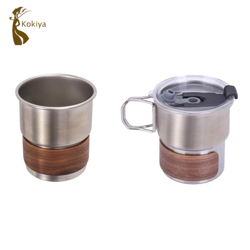 Cốc uống nước bằng thép không gỉ có tay cầm gấp cho cà phê ngoài trời