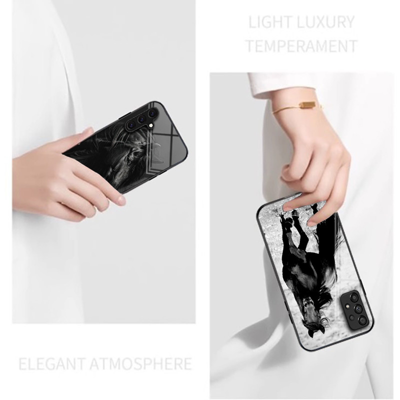 Ốp Điện Thoại Thủy Tinh Ngựa 04 Cho Samsung Galaxy A14 A16 A30 A22 A32 A33 A15 A35 A42 A55 A56 4G A52 A53 A54 A70 A71 A72 A73 5G