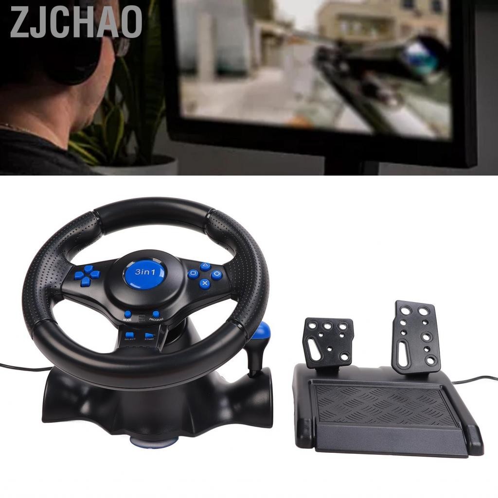 Zjchao Tay lái xe game Jeankak 180 ° bánh xe đua PC với bộ điều khiển lái xe trò chơi đa chức năng cho bàn đạp tuyến tính và chuyển đổi thiết bị cho PS3 PS2 PC