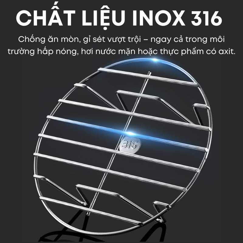 Giá Hấp Inox 316 Cấp Thực Phẩm Size 14–20cm– Khay Hấp Đa Năng Ráo Dầu Khay Nồi Chiên Không Dầu Cao Cấp| 331