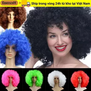 ESSENCEH Tóc Giả Nhiều Màu Sắc Khác Nhau Quà Tặng Chú Hề Cosplay Người Hâm Mộ Bóng Đá Carnival Tiệc Xoăn Tóc