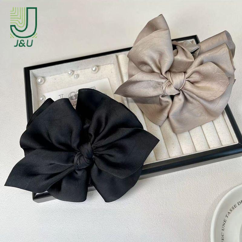 [J & U-T] Vuốt Tóc Nơ Thời Trang Pháp Kẹp Cá Mập Lớn Vải Nghệ Thuật Nơ Kẹp Tóc Cho Nữ Mũ Ngọt Ngào Phụ Kiện Tóc