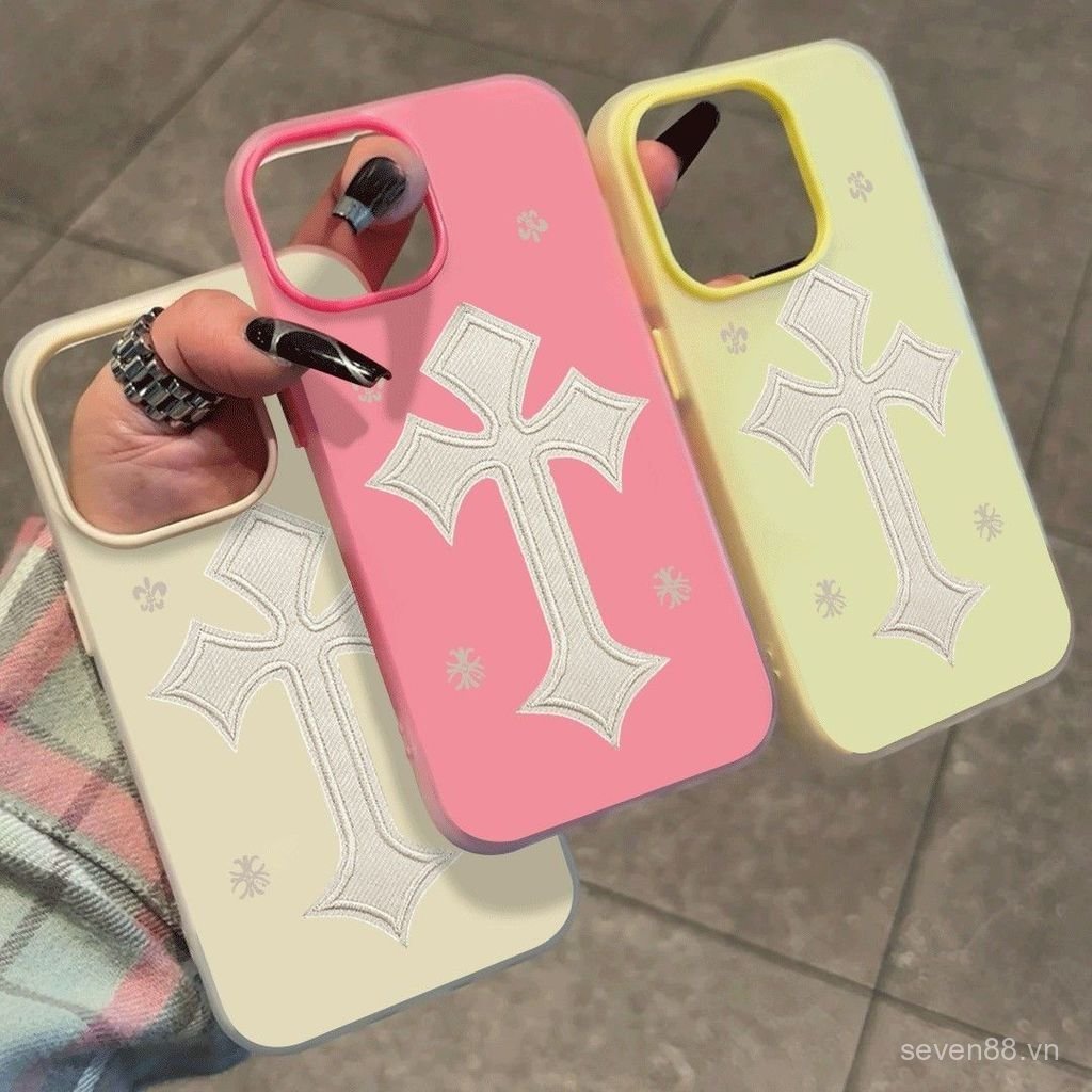 Ốp Điện Thoại Thích Hợp Cho iPhone 11 12 13 14 15 16 17 Pro max Plus Air White Cross Chống Sốc Vỏ Bảo Vệ Chống Sốc Bao Gồm Tất Cả UEHK