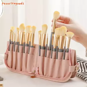 Túi đựng cọ trang điểm FAVORITEGOODS, Túi đựng mỹ phẩm bằng da PU chống thấm nước, Túi đựng cọ dung tích lớn 20 lỗ bền di động