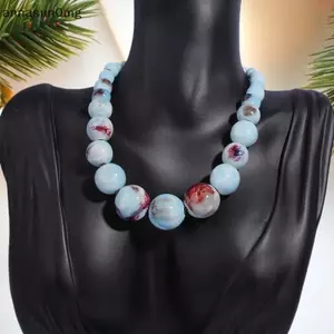 AA Lớn Vintage Gốm Đính Hạt Nelace Dành Cho Nữ Handmade Dài Có Thể Điều Chỉnh Boho Phong Cách Dân Tộc Trang Sức VN