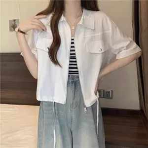 Áo khoác ngắn tay dáng ôm thường ngày Hàn Quốc mùa hè Áo sơ mi mỏng dáng rộng