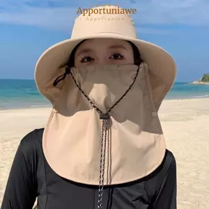 IAPPORTUNIA Mũ ngư dân, Mũ chống nắng có thể điều chỉnh chống tia cực tím, 50 + Bảo vệ UPF Vành rộng có khăn choàng bảo vệ cổ Mũ xô nam
