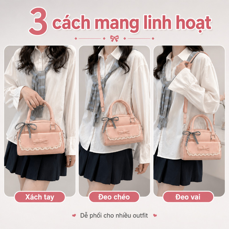 Túi Xách Da PU Phối Ren Thời Thượng - Phong Cách Tiểu Thư Thanh Lịch, Thiết Kế Tinh Tế Cho Mọi Cô Gái Yêu Cái Đẹp