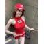 Bộ đồ thể thao thông thường Áo Vest không tay ôm cay ngọt ngào + Quần short thẳng in màu đỏ Bộ đồ hai mảnh mùa hè