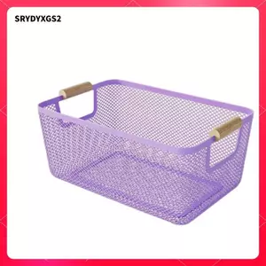 Giỏ lưu trữ dây sắt hình chữ nhật có tay cầm bằng gỗ cho sách Tạp chí Tổ chức thức ăn