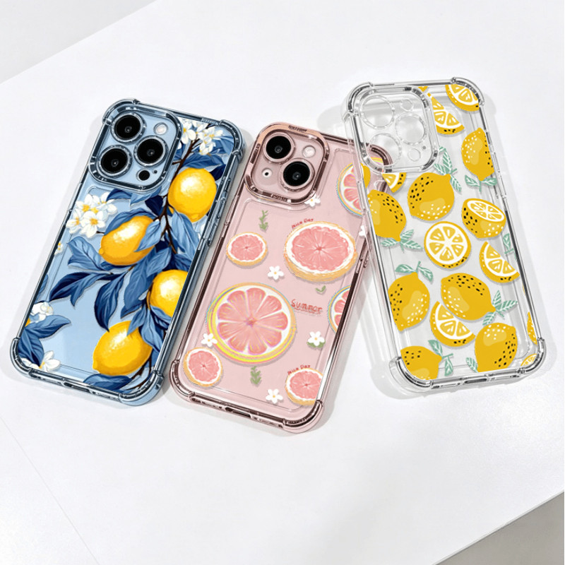Ốp Điện Thoại Cho iPhone 14 13 Pro Max 6 7 8 Plus 17 Air X XR XS Max Mạ Trái Cây Mùa Hè Dưa Hấu Chanh Trong Suốt Chống Sốc Mềm Dễ Thương