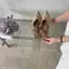 TT Thêu Sandal Mùa Hè Dây Đeo Bằng Mũi Nhọn Giày Cao Gót Dây Đeo Sau