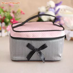 Túi đựng mỹ phẩm FAVORITEGOODS, Túi đựng đồ trang điểm di động, Túi xách sọc nơ thời trang du lịch