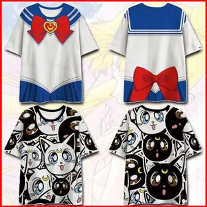 GC1 Thủy Thủ Mặt Trăng Cosplay Áo Thun Nữ Tay Ngắn Anime Áo Rời Thời Trang Áo Sơ Mi Plus Kích Thước GC1