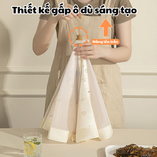 Lồng bàn bằng vải gấp gọn thông minh, lồng bàn vải lưới đậy thức ăn, lồng bàn gấp gọn thoáng khí chống bụi, côn trùng