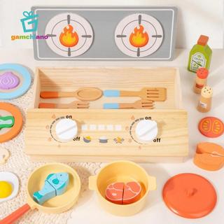 Gamchiano Giả Vờ Bếp Nấu Ăn Trẻ Em Để Bàn Bộ Đồ Chơi Nhà Bếp Bằng Gỗ Chơi Bếp Nhiều Màu Sắc Cho Trẻ Em