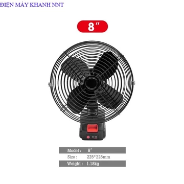 Quạt Pin Tích Điện MAKITA, Quạt Chạy Pin Tích Điện 8 Inch Để Bàn , Làm Mát Cực Nhanh, (quạt đen ), ĐIỆN MÁY KHANH NNT