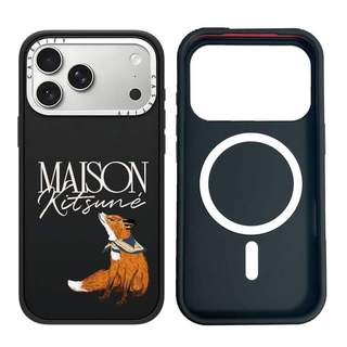 CASECASE X Maison Kitsuné Bandana Fox Ốp lưng máy ảnh màu trắng Phiên bản vòng màu đen mờ cứng hút từ tính Vỏ tác động cho Apple IPhone 13 14 15 16 17 Pro Max Air Plus có hộp