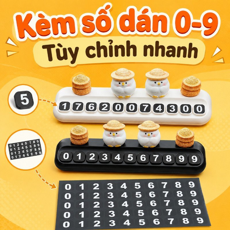 Bảng Số điện Thoại ô Tô Hình Gà Dễ Thương Biển Số Tạm Gắn Taplo Trang Trí Nội Thất Xe