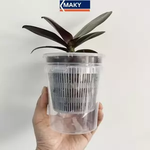 Chậu tự tưới nước hai lớp MAKY có lỗ thoát nước cho cây con và thảo mộc Bàn làm vườn ban công Phòng khách trồng VN
