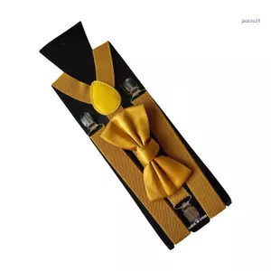 SUIT Retro Kẹp Trên Dây Treo Có Thể Điều Chỉnh Mù tạt Dây Thắt Lưng Màu Vàng Dành Cho Nam Nữ