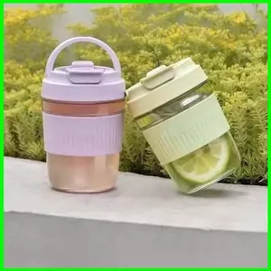 YB2 Uống Ly Cốc Thủy Tinh Chống Rò Rỉ Du Lịch Cốc Cà Phê Chịu Nhiệt Silicon Tay Trà Cốc Nước
