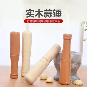Búa gỗ sồi nguyên khối nghiền tỏi ép tỏi đa năng, dụng cụ giã tỏi, nghiền ớt, làm nhuyễn tỏi tại nhà QX4J
