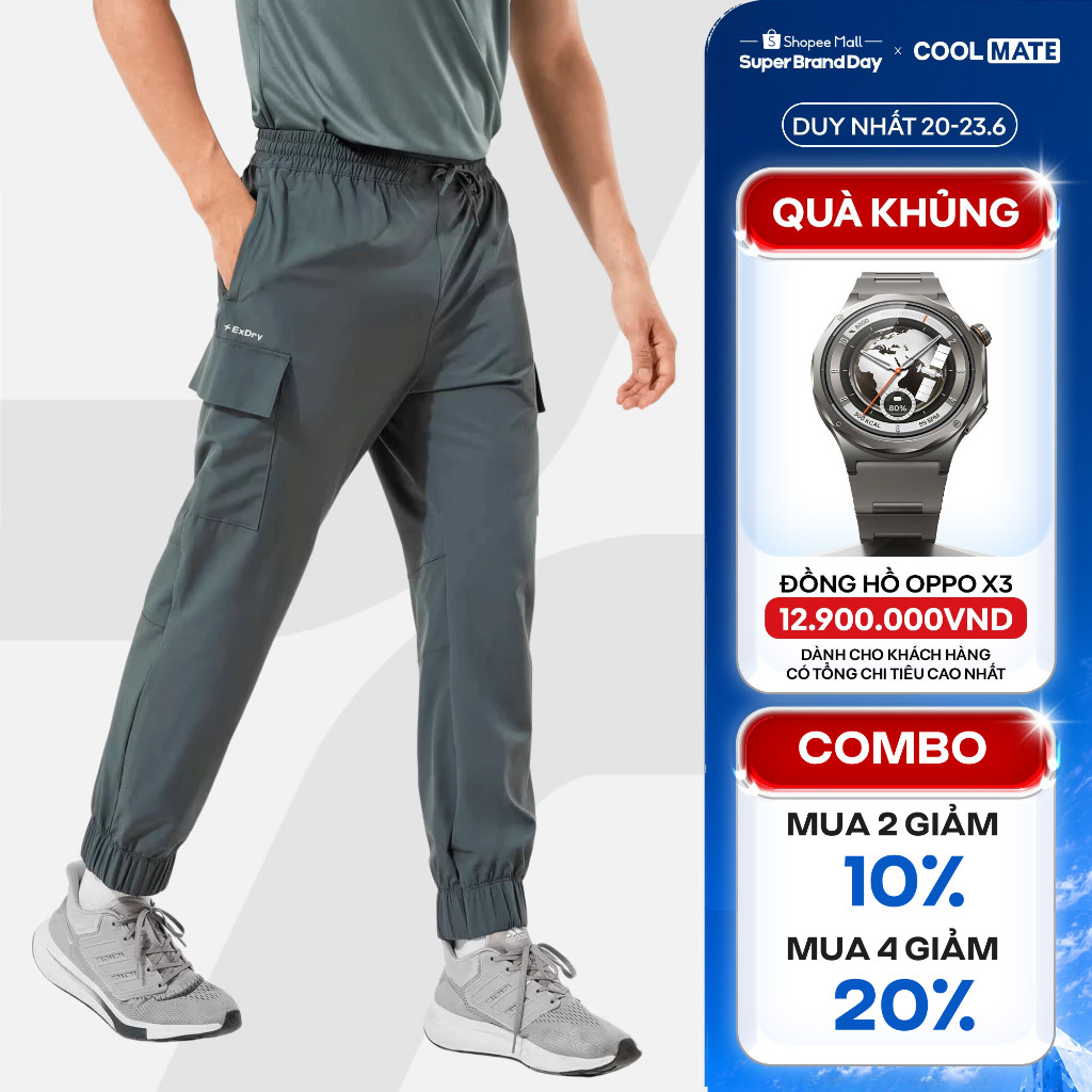 [MUA 4 GIẢM 20%]Quần dài nam Jogger thể thao ExDry dệt Woven mềm mịn co giãn tốt Coolmate