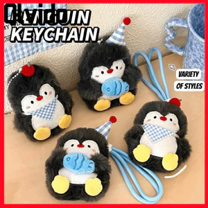 OLVIDO Sang Trọng Chim Cánh Cụt Charm, Mềm Mại Sang Trọng Nhồi Bông Túi Móc Khóa, Vòng Treo Trang Trí Vòng Chìa Khóa Quà Tặng Mặt Dây Chuyền Trang Trí Dây Kéo Kéo