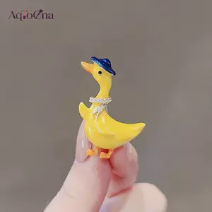AqToCna Men Dễ Thương Màu Vàng Du Kim Cương Giả Thổ Cẩm Cho Bé Gái Trẻ Em Hoạt Hình Du Động Vật Đảng Casul Chân Bule Corsage Đảng Trang Sức AqToCna