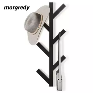 Giá đỡ mũ MARGREDY, Giá treo tường dọc, Giá treo tường kim loại tiết kiệm không gian hiện đại Cây phòng ngủ