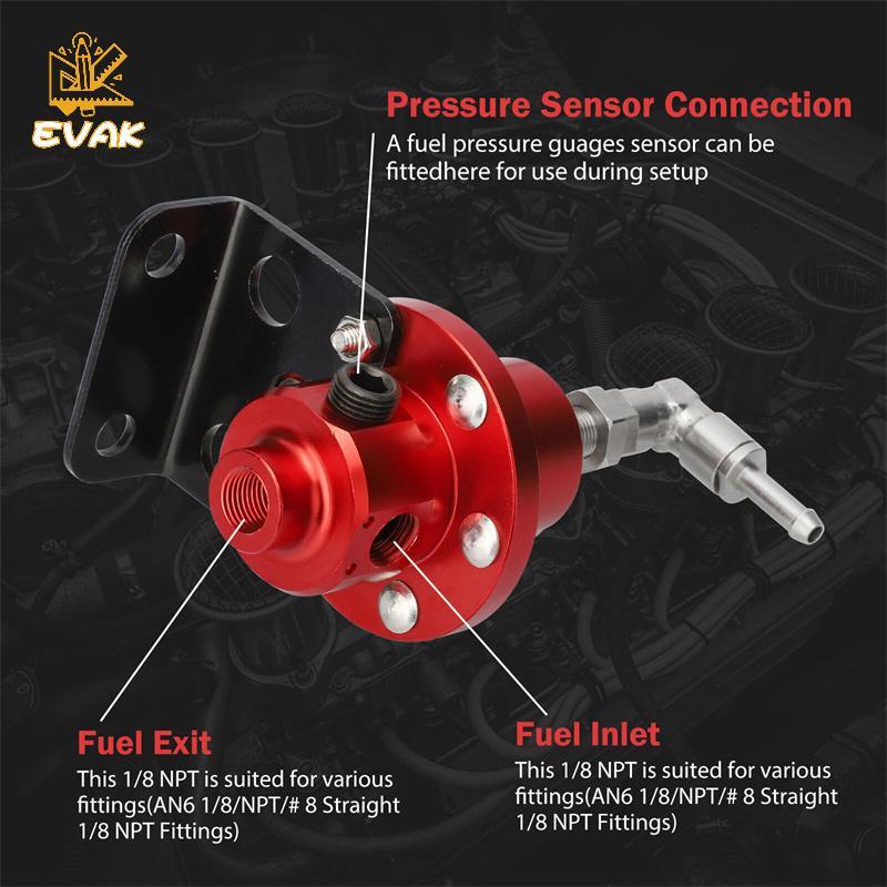 Bộ điều chỉnh áp suất nhiên liệu nhôm đa năng Alittlesetrtu có đồng hồ đo 60-100psi VN